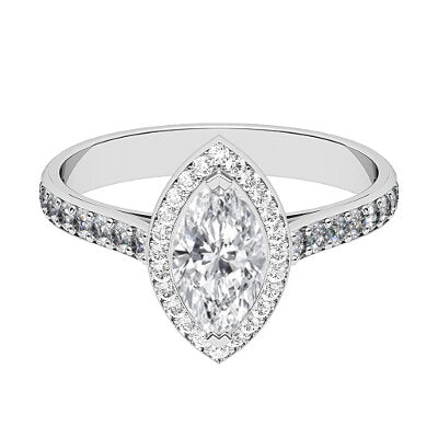 Vittoria Marquise Solitaire halo Half diamond band 2 Prongs