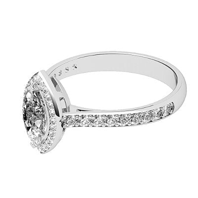 Vittoria Marquise Solitaire halo Half diamond band 2 Prongs
