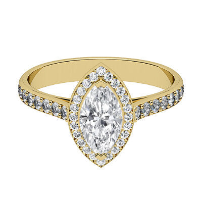 Vittoria Marquise Solitaire halo Half diamond band 2 Prongs