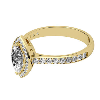 Vittoria Marquise Solitaire halo Half diamond band 2 Prongs