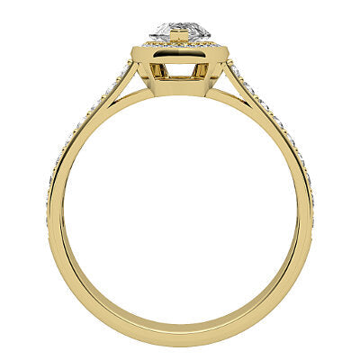 Vittoria Marquise Solitaire halo Half diamond band 2 Prongs