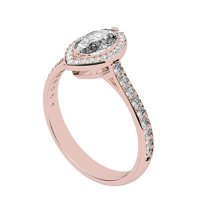 Vittoria Marquise Solitaire halo Half diamond band 2 Prongs