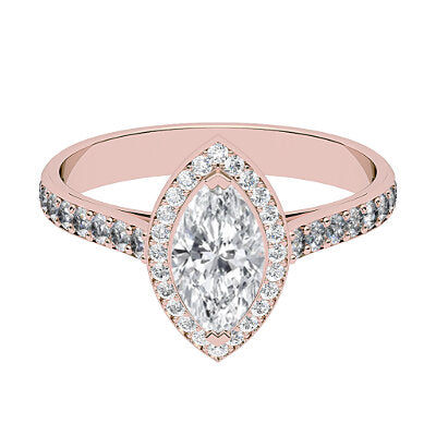 Vittoria Marquise Solitaire halo Half diamond band 2 Prongs