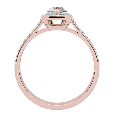 Vittoria Marquise Solitaire halo Half diamond band 2 Prongs