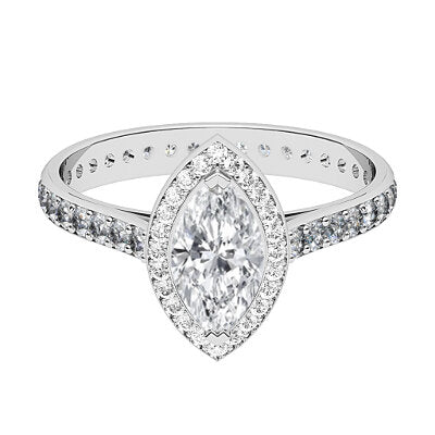 Vittoria Marquise Solitaire halo Full diamond band 2 Prongs