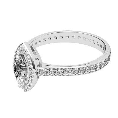 Vittoria Marquise Solitaire halo Full diamond band 2 Prongs