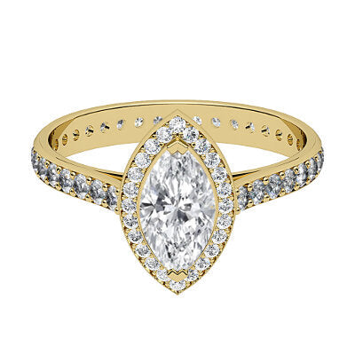 Vittoria Marquise Solitaire halo Full diamond band 2 Prongs