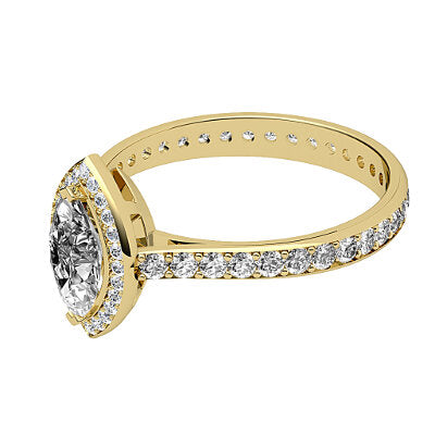 Vittoria Marquise Solitaire halo Full diamond band 2 Prongs