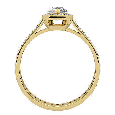 Vittoria Marquise Solitaire halo Full diamond band 2 Prongs