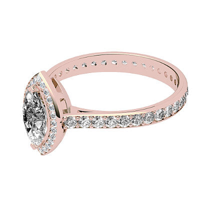Vittoria Marquise Solitaire halo Full diamond band 2 Prongs