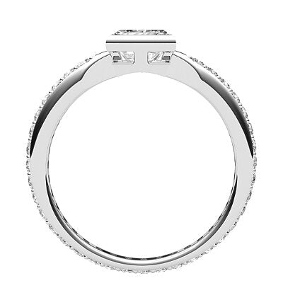 Simple Flat Princess Solitaire Full diamond band