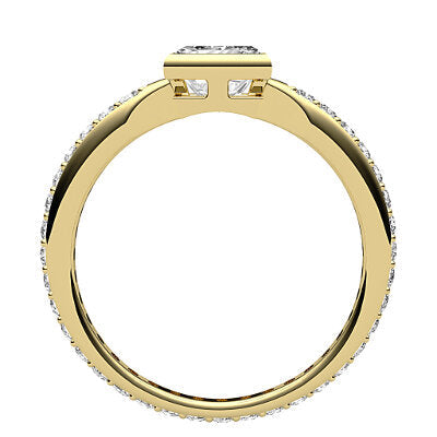 Simple Flat Princess Solitaire Full diamond band