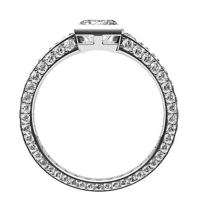 Simple Flat Princess Solitaire Full coverage diamond band