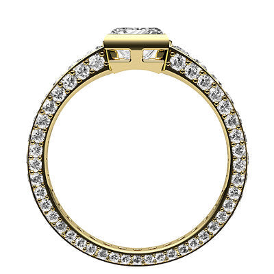 Simple Flat Princess Solitaire Full coverage diamond band