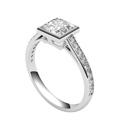 Trionfo Princess Solitaire Half diamond band