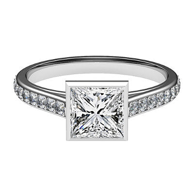 Trionfo Princess Solitaire Half diamond band
