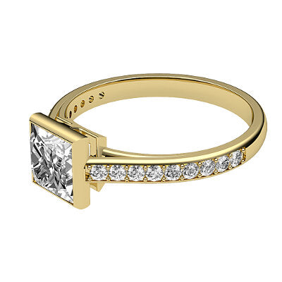 Trionfo Princess Solitaire Half diamond band