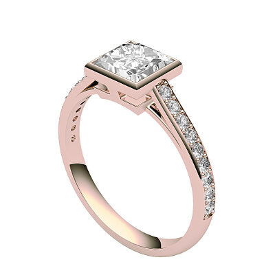 Trionfo Princess Solitaire Half diamond band