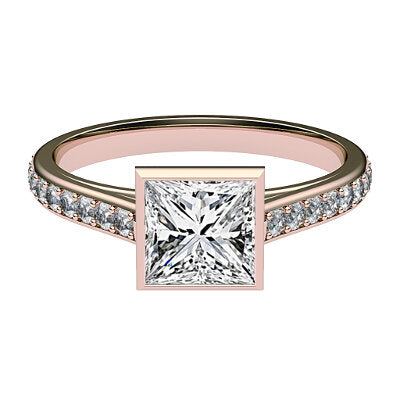 Trionfo Princess Solitaire Half diamond band