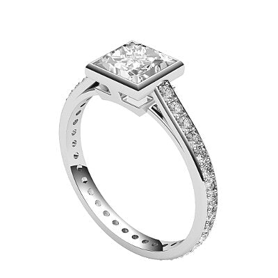 Trionfo Princess Solitaire Full diamond band