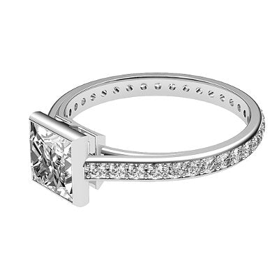 Trionfo Princess Solitaire Full diamond band