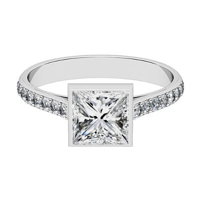 Vittoria Princess Solitaire Half diamond band