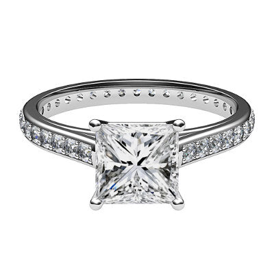 Trionfo Princess Solitaire Full diamond band 4 Prongs