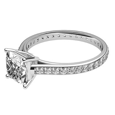 Trionfo Princess Solitaire Full diamond band 4 Prongs