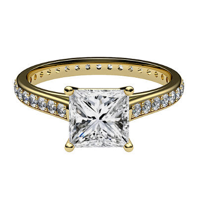 Trionfo Princess Solitaire Full diamond band 4 Prongs