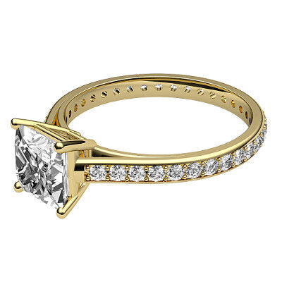 Trionfo Princess Solitaire Full diamond band 4 Prongs