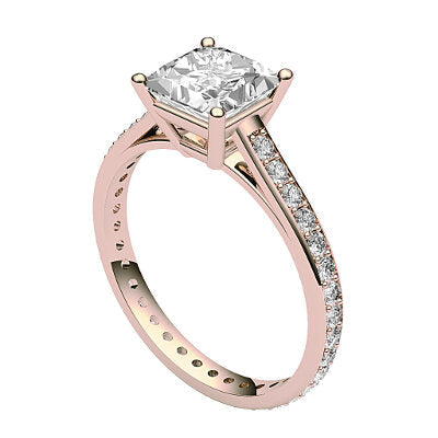 Trionfo Princess Solitaire Full diamond band 4 Prongs