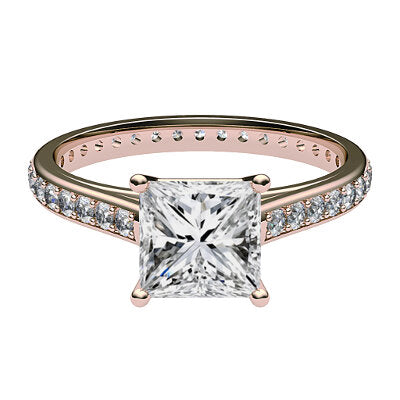 Trionfo Princess Solitaire Full diamond band 4 Prongs