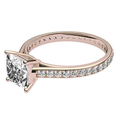 Trionfo Princess Solitaire Full diamond band 4 Prongs