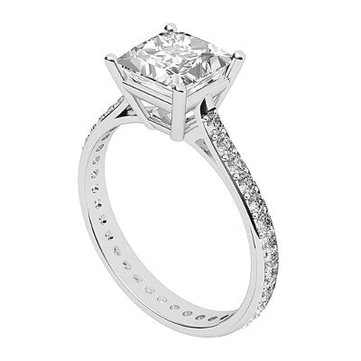 Vittoria Princess Solitaire Full diamond band 4 Prongs