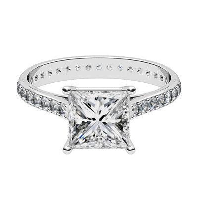 Vittoria Princess Solitaire Full diamond band 4 Prongs
