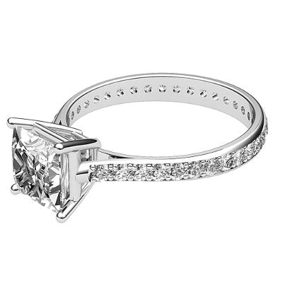 Vittoria Princess Solitaire Full diamond band 4 Prongs