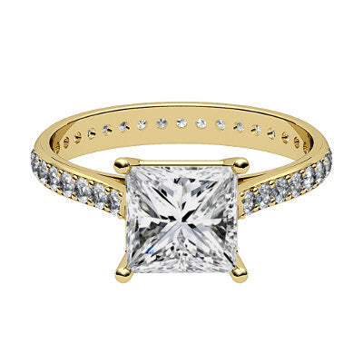 Vittoria Princess Solitaire Full diamond band 4 Prongs