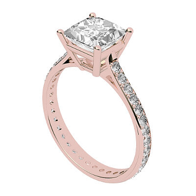 Vittoria Princess Solitaire Full diamond band 4 Prongs