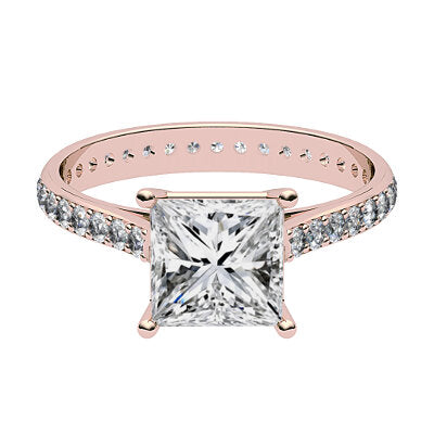 Vittoria Princess Solitaire Full diamond band 4 Prongs