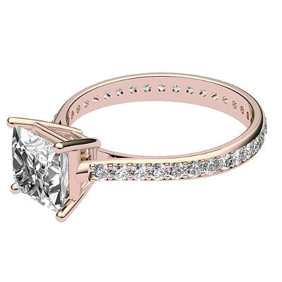 Vittoria Princess Solitaire Full diamond band 4 Prongs