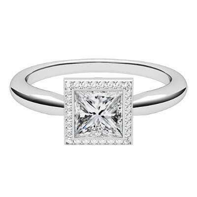 Simple Flat Princess Solitaire halo Classic band