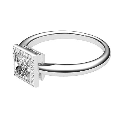 Simple Flat Princess Solitaire halo Classic band