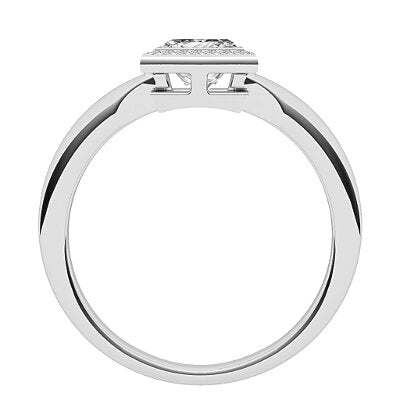 Simple Flat Princess Solitaire halo Classic band