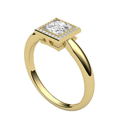 Simple Flat Princess Solitaire halo Classic band