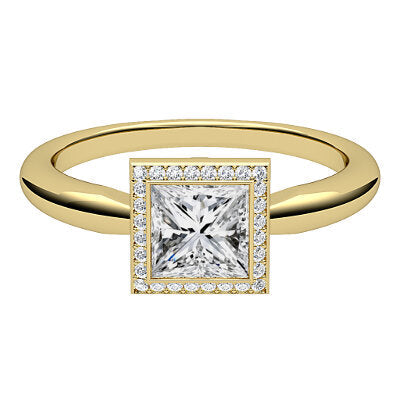 Simple Flat Princess Solitaire halo Classic band