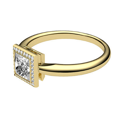 Simple Flat Princess Solitaire halo Classic band