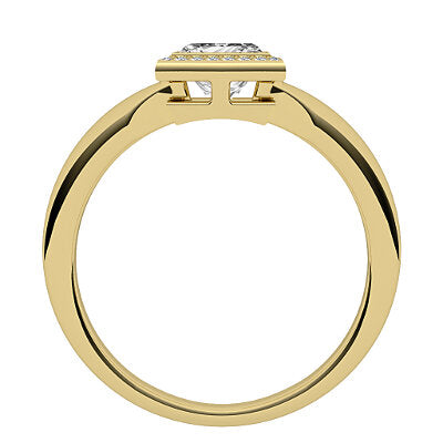 Simple Flat Princess Solitaire halo Classic band