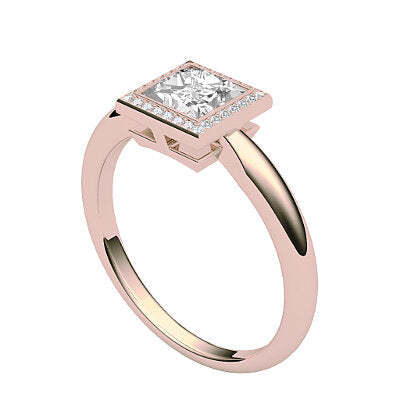 Simple Flat Princess Solitaire halo Classic band