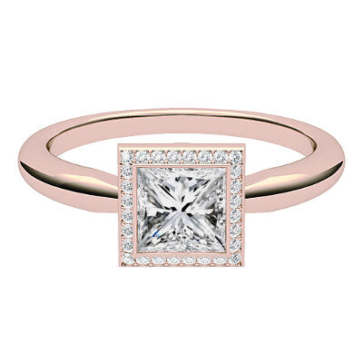 Simple Flat Princess Solitaire halo Classic band