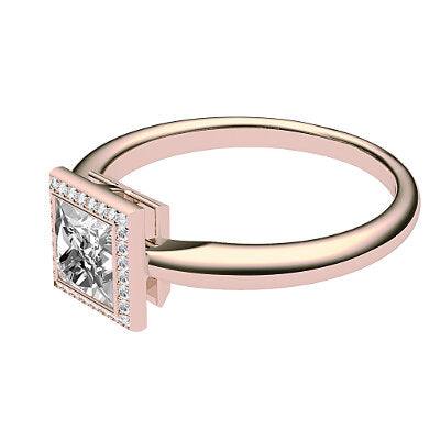 Simple Flat Princess Solitaire halo Classic band